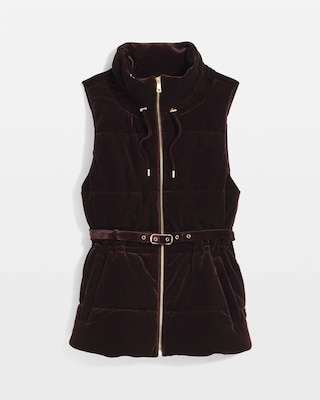 トップス TEAM WANG PRINTED LOGO VELVET DOWN VEST Velvet Puffer Vest | White House Black Market